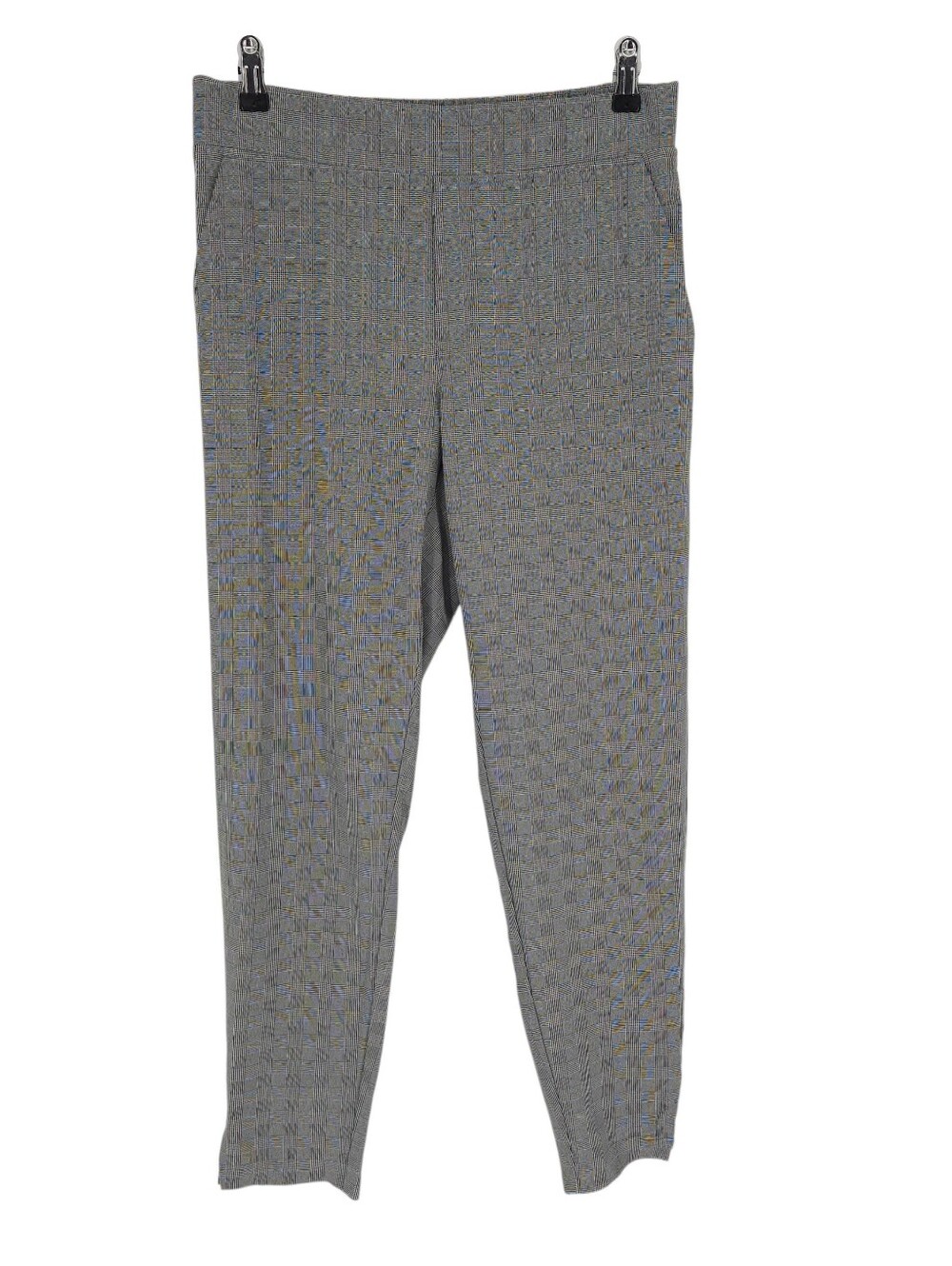 Athleta Brooklyn Tapered Ankle Pants Black Glen Plaid Pull On High Rise 6